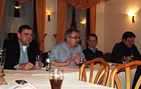 Von links: Hubert Cordes (Vorsitzender des Ortsvereins Sterkrade-Süd), MdEP Jens Geier, Sebastian Flecken (Vorsitzender des Ortsvereins Sterkrade-Nord) und Olaf Rabeisen (Vorsitzender des Ortsvereins Alsfeld-Holten)